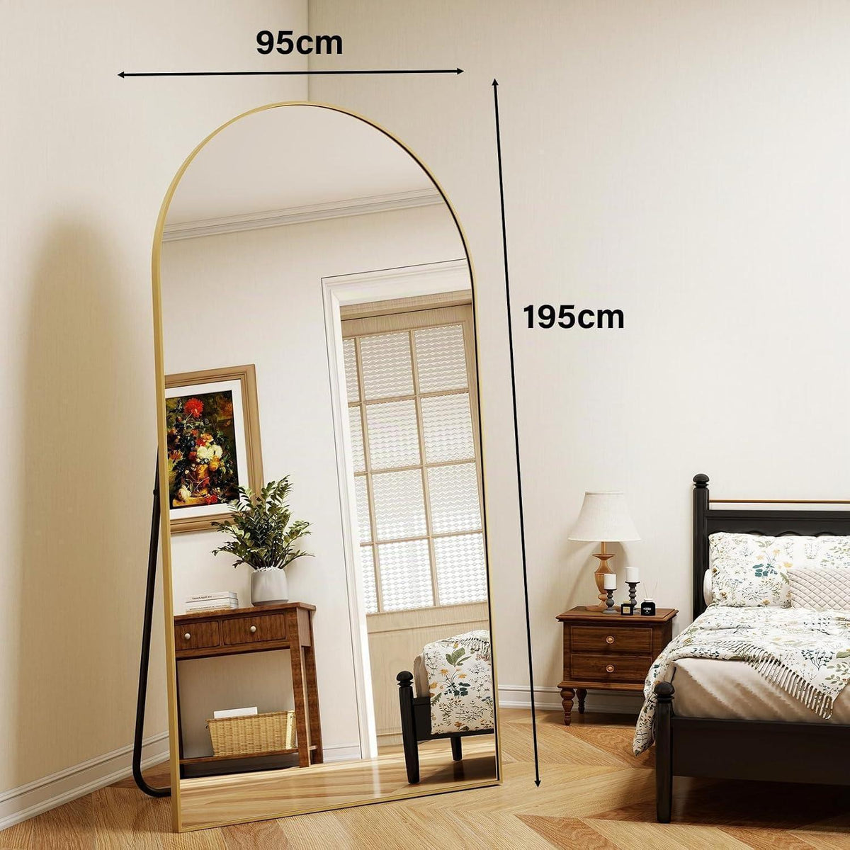 Ganzkörperspiegel Bogen Gold – 95x195cm, Stand- & Wandspiegel