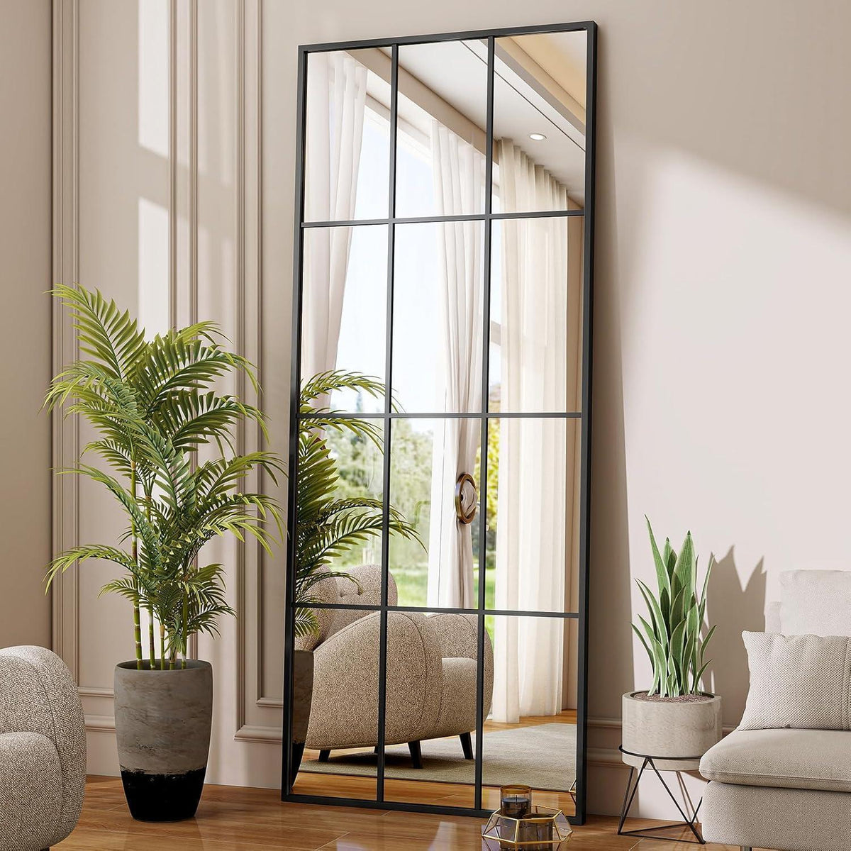 Ganzkörperspiegel mit Ständer – 75x179 cm, Schwarz
