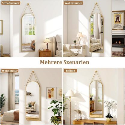 Ganzkörperspiegel 120x40cm mit Band & Aluminiumrahmen in Lederoptik