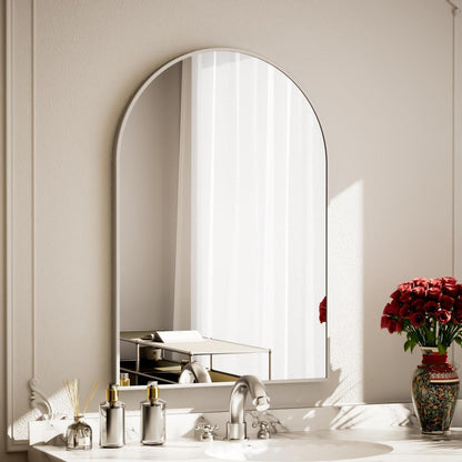 Silberner Bogen-Wandspiegel 91x61 cm – Modern & Dekorativ