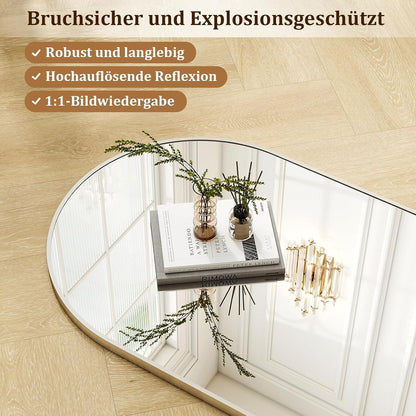 Ganzkörperspiegel hängend 40x120cm mit Band & Aluminiumrahmen in Lederoptik