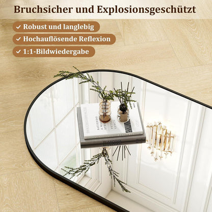 Ovaler Wandspiegel 120x40cm mit Band – Modern & Elegant in Lederoptik