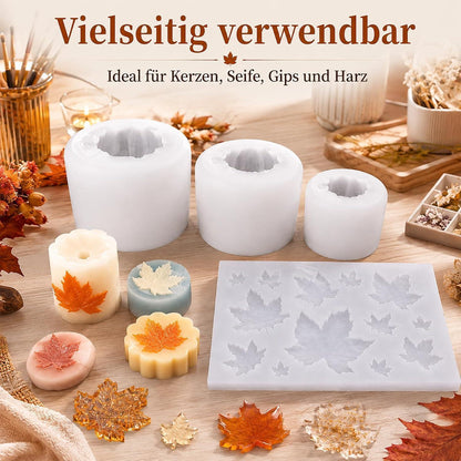 Silikonform Herbst Kürbis & Ahornblatt für Kerzen & Seifen