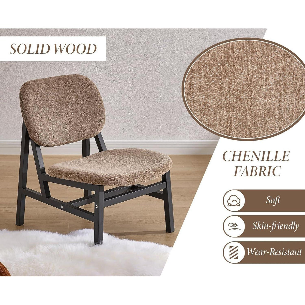 Loungesessel Chenille Braun – Bequemer Akzentstuhl für Wohnzimmer