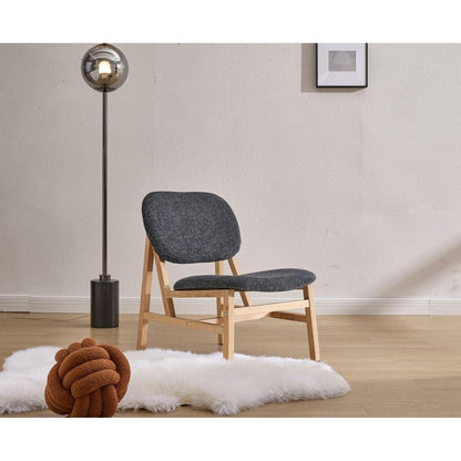 Loungesessel Grau, Chenille & Holzbeine – Bequemer Akzentstuhl