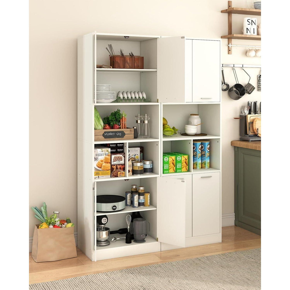 Hochschrank Küche Weiß | 60cm Breit, 5 Ebenen & 2 Türen