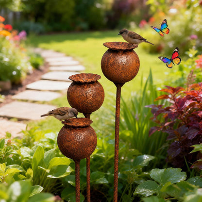 Gartenstecker Rost Deko Mohn 3er Set – Edelrost für Beet & Balkon