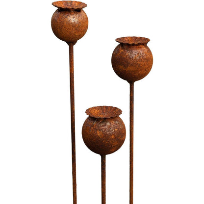Gartenstecker Rost Deko Mohn 3er Set – Edelrost für Beet & Balkon