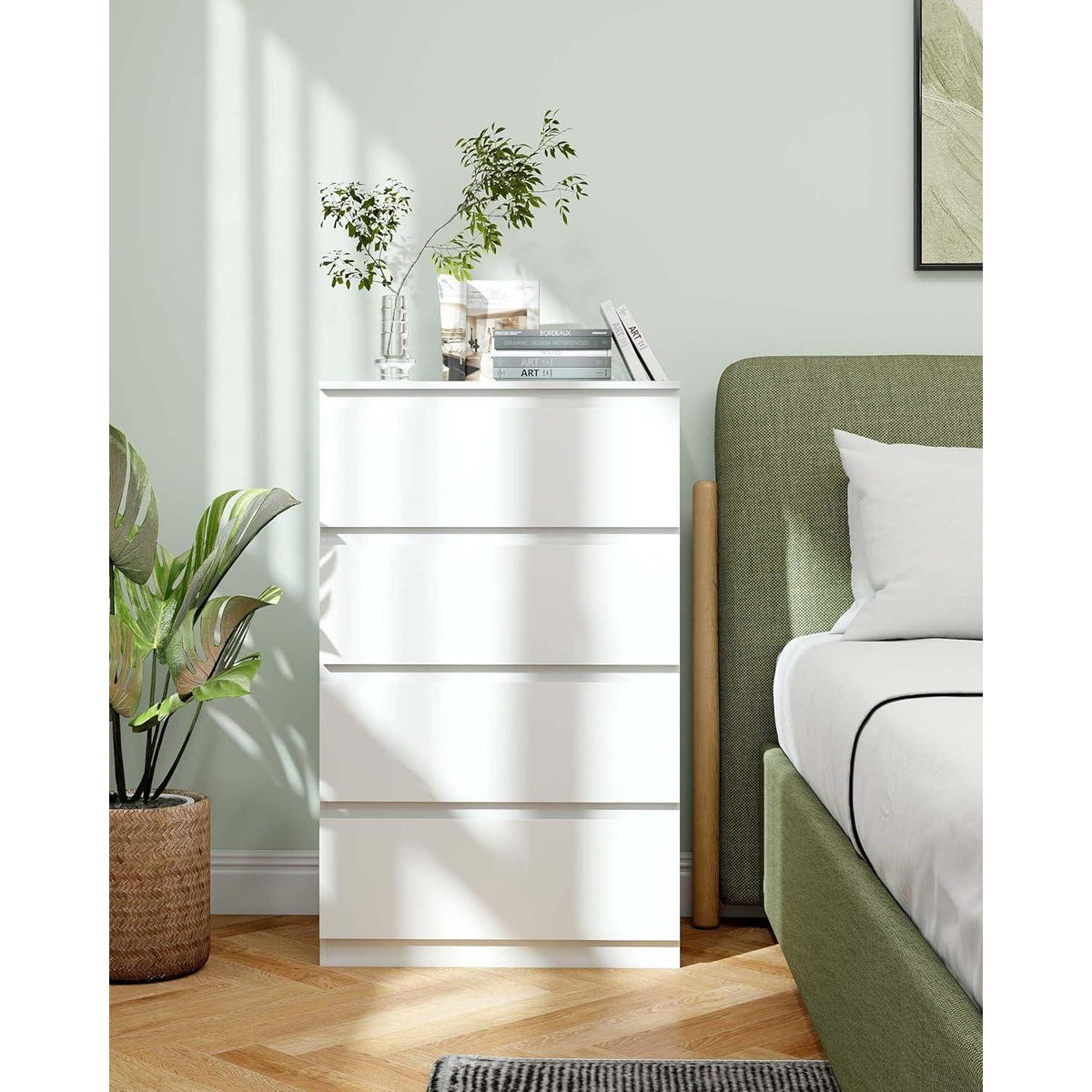 Weiße Kommode mit 4 Schubladen – 60x40x98 cm