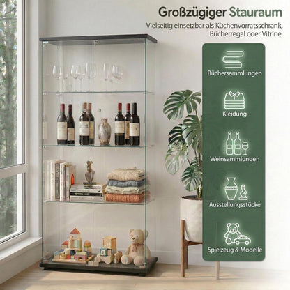 Glasvitrine Standvitrine Schwarz – Modern & 80x36x165cm