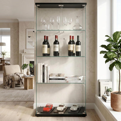 Glasvitrine Standvitrine Schwarz – Modern & 80x36x165cm