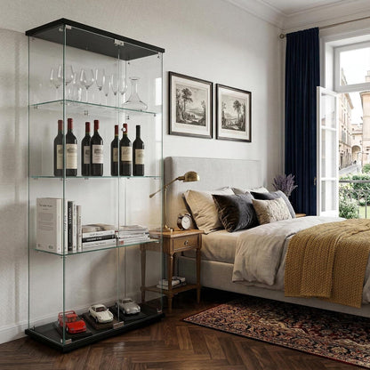 Glasvitrine Standvitrine Schwarz – Modern & 80x36x165cm