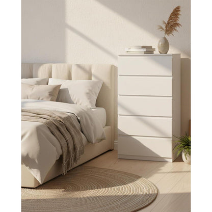 Weiß Kommode mit 5 Schubladen – 60x40x120 cm