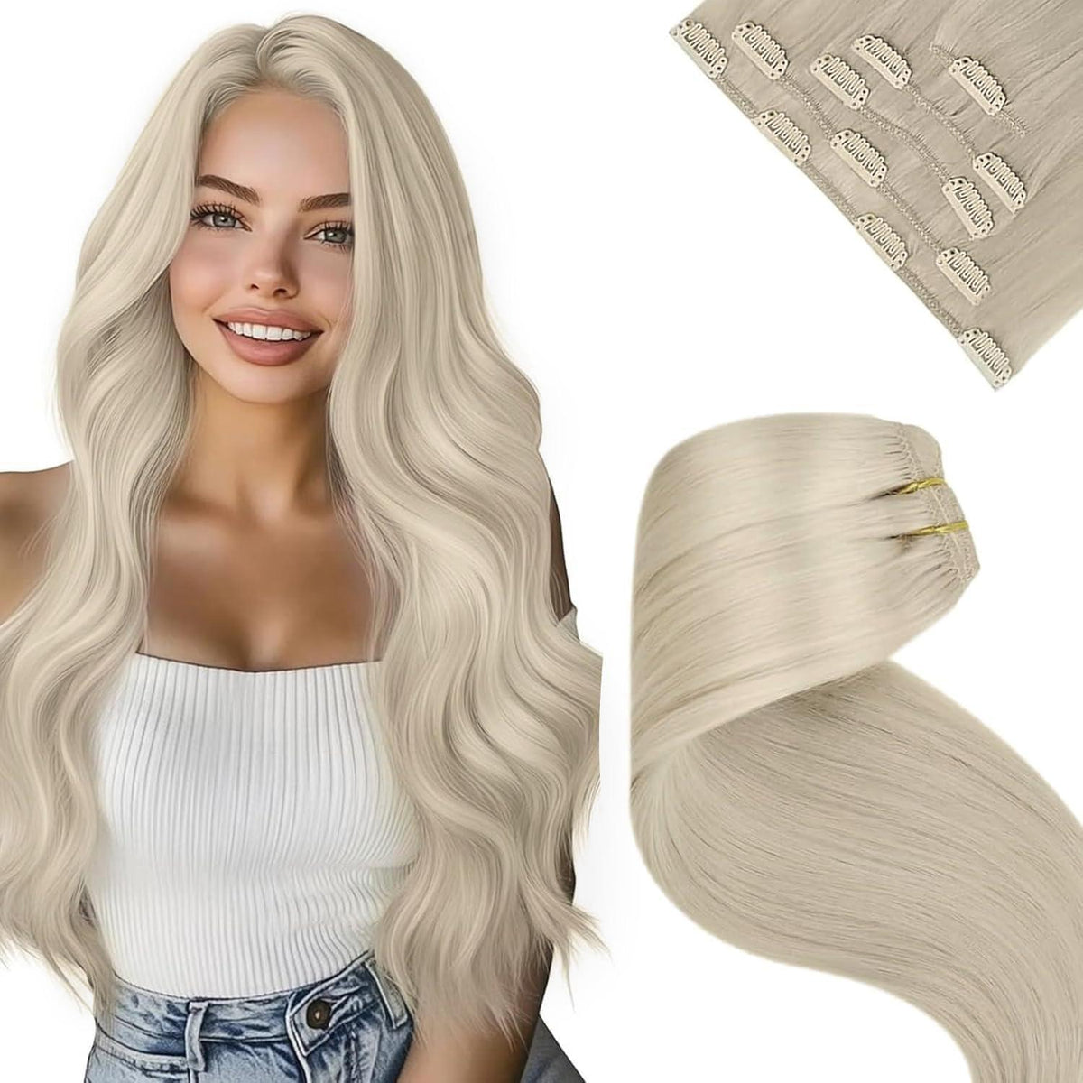 Echthaar Haarverlängerung Blond Clip-in 30cm #60