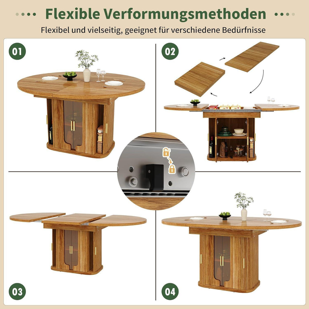 Ausziehbarer Esstisch Walnut – 118-158 cm, Platz für 6 Personen