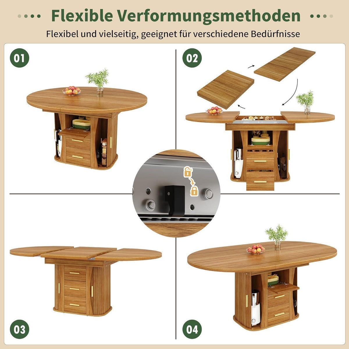 Ausziehbarer Esstisch Walnut – 118-158 cm, Platz für 6 Personen