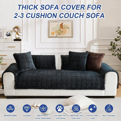 Dicker Sofaüberzug Schwarz 90x210cm - Rutschfest & Komfortabel