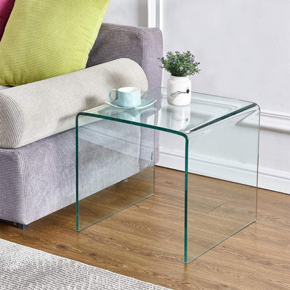 Moderner Glastisch U-Form – Beistelltisch für Sofa & Bett