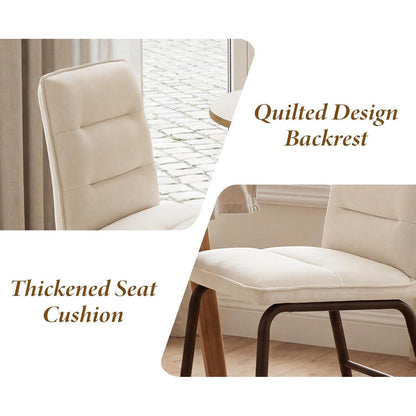 Moderner Esszimmerstuhl 2er Set mit Leinenbezug, Beige