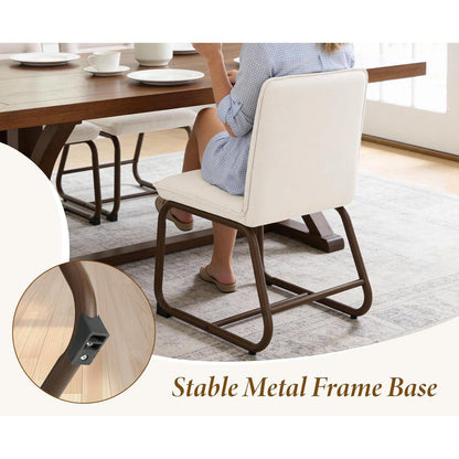 Moderner Esszimmerstuhl 2er Set mit Leinenbezug, Beige