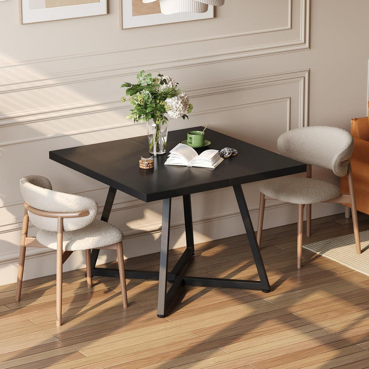 Kleiner Esstisch Holz 80x80 cm – Quadratischer Küchentisch Schwarz