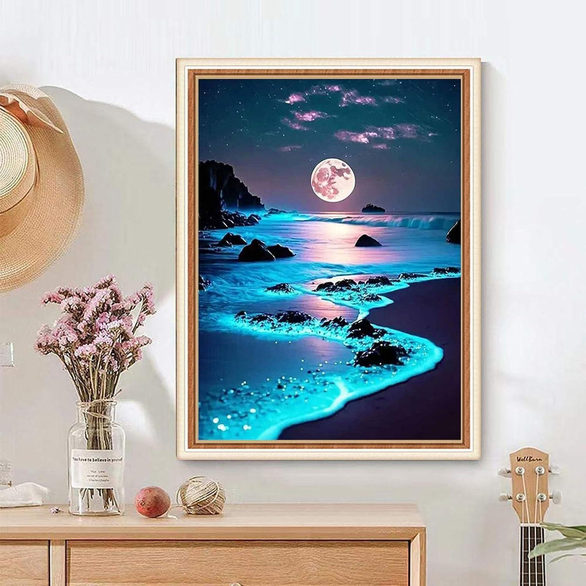 Malen nach Zahlen Erwachsene – Mondlicht Strand Szene