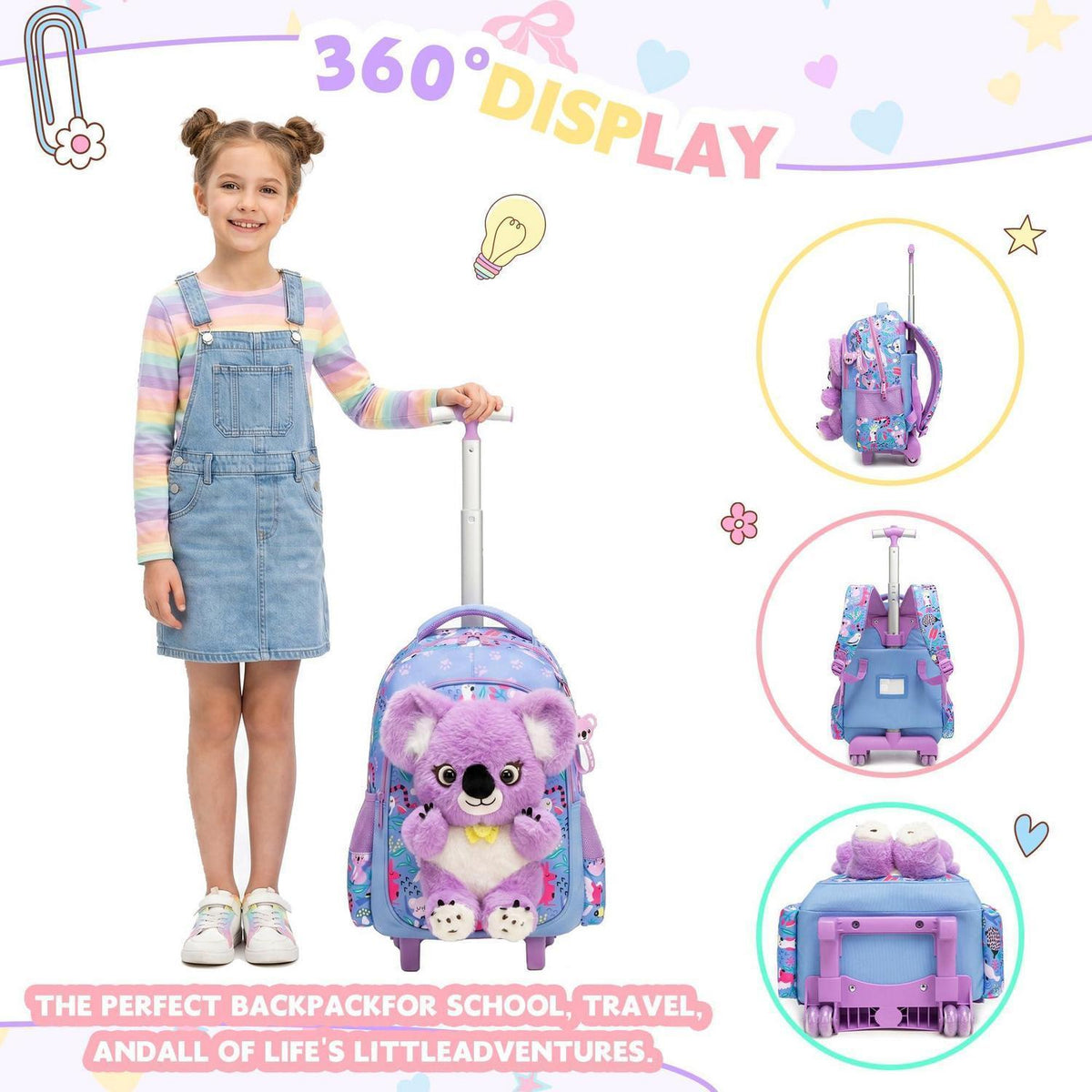 Schulrucksack Trolley Mädchen Koala – 3-teiliges Set