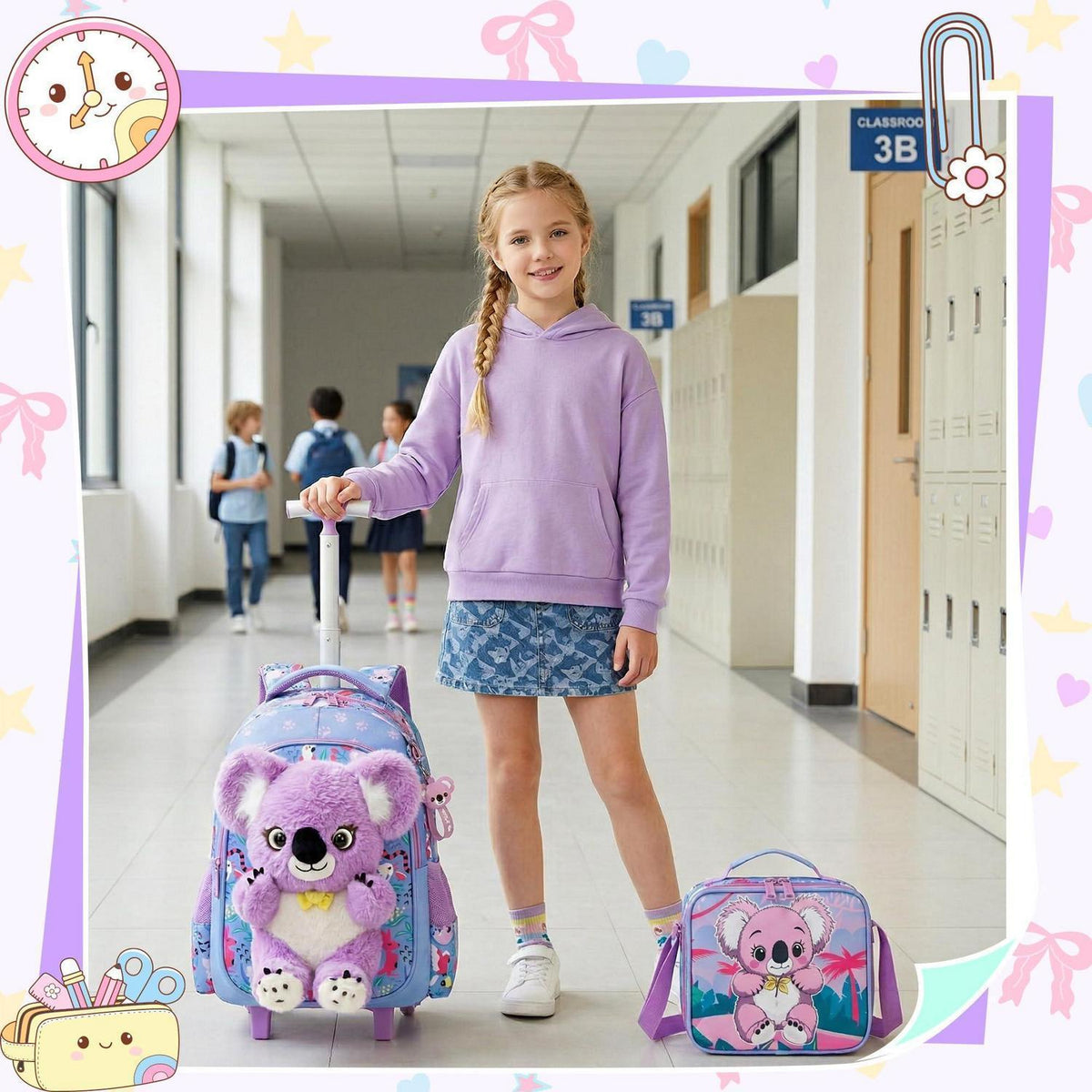 Schulrucksack Trolley Mädchen Koala – 3-teiliges Set