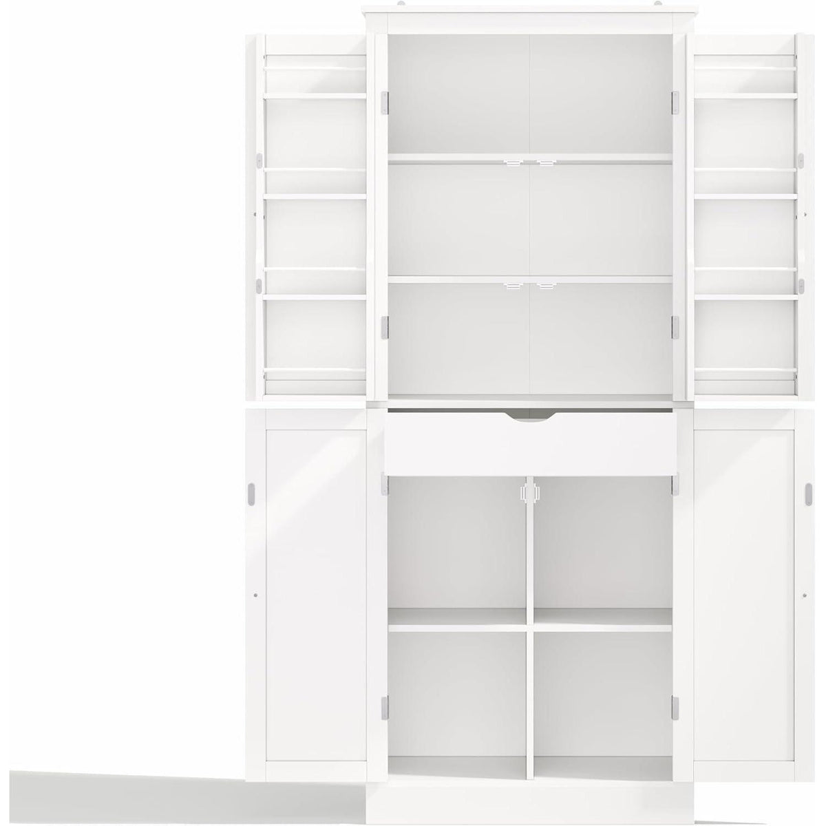 Multifunktionaler Küchenschrank mit Schublade & Regalen, Weiß