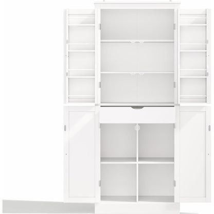 Multifunktionaler Küchenschrank mit Schublade & Regalen, Weiß