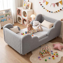 Meulbaty Grau Süß 70x140cm Wolke Kinderbett in Lederoptik, Matratze Nicht Enthalten, 140x70cm