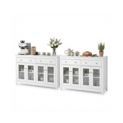 Modernes Sideboard Set Weiß mit Glastüren & Schubladen