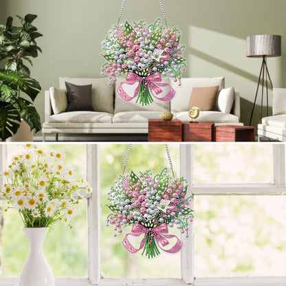Diamantmalerei Maiglöckchen Blumen Bild Hängedeko DIY Set