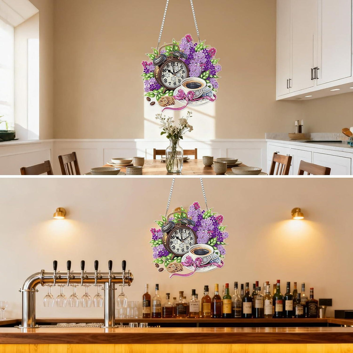 Blumen Kaffee Diamantmalerei Anhänger – DIY Fensterbild für Erwachsene