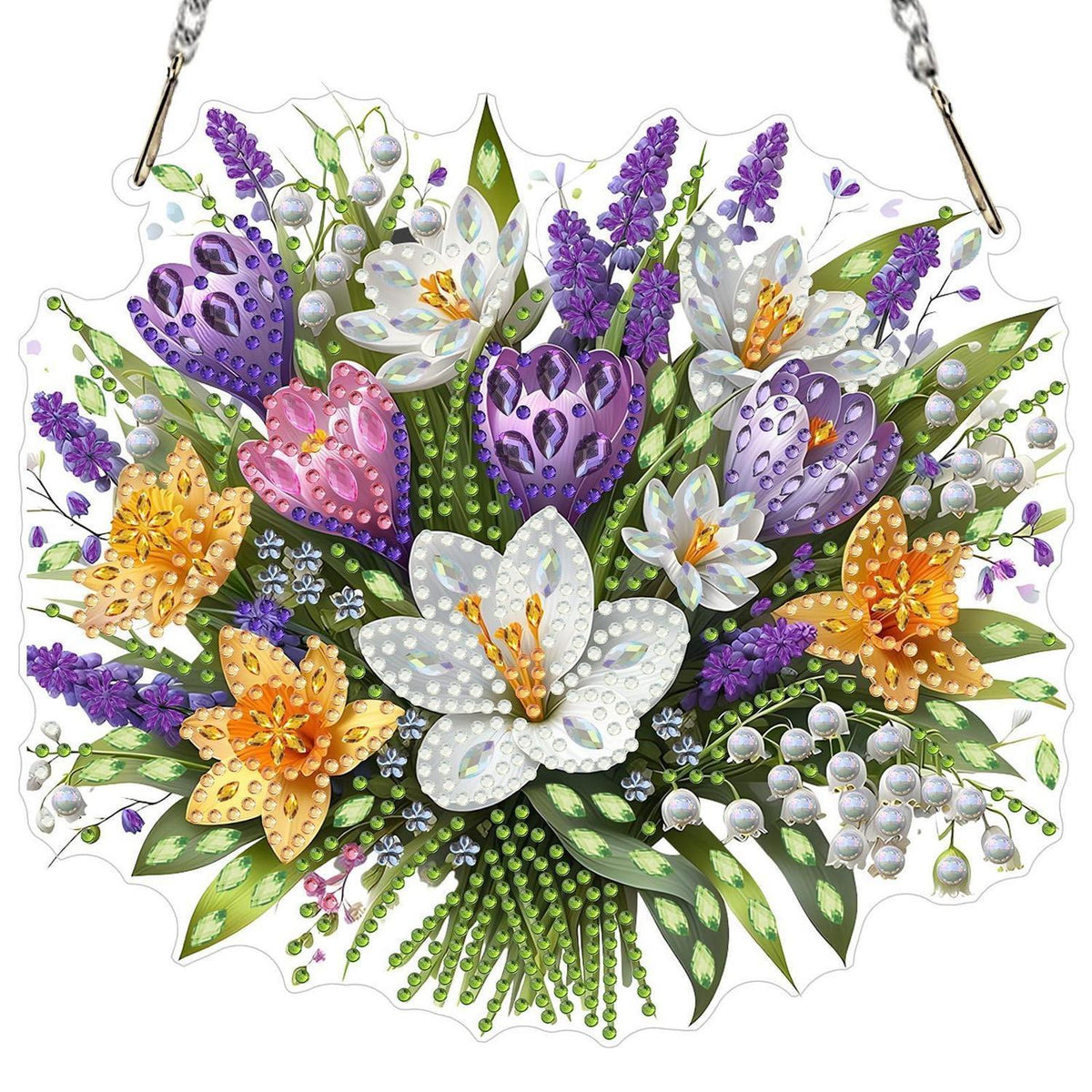 Diamantmalerei Krokusse Blumen DIY Hängebild für Erwachsene