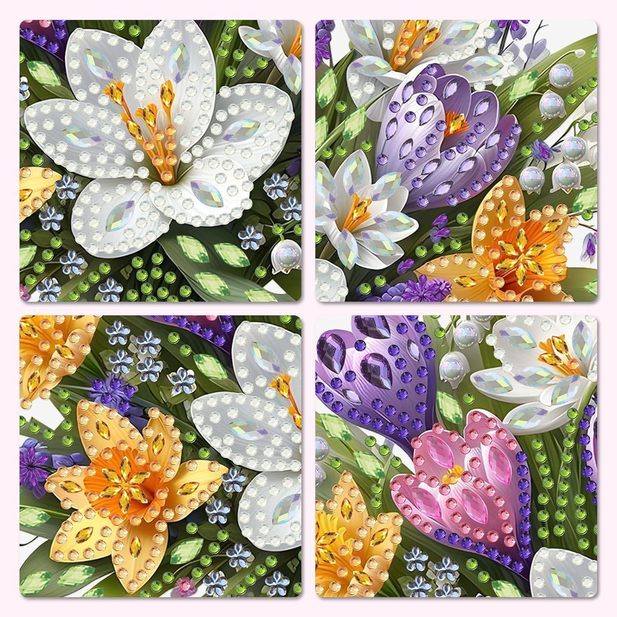 Diamantmalerei Krokusse Blumen DIY Hängebild für Erwachsene