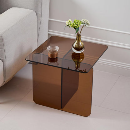 Beistelltisch Gehärtetes Glas Braun Modern 45x45x41cm