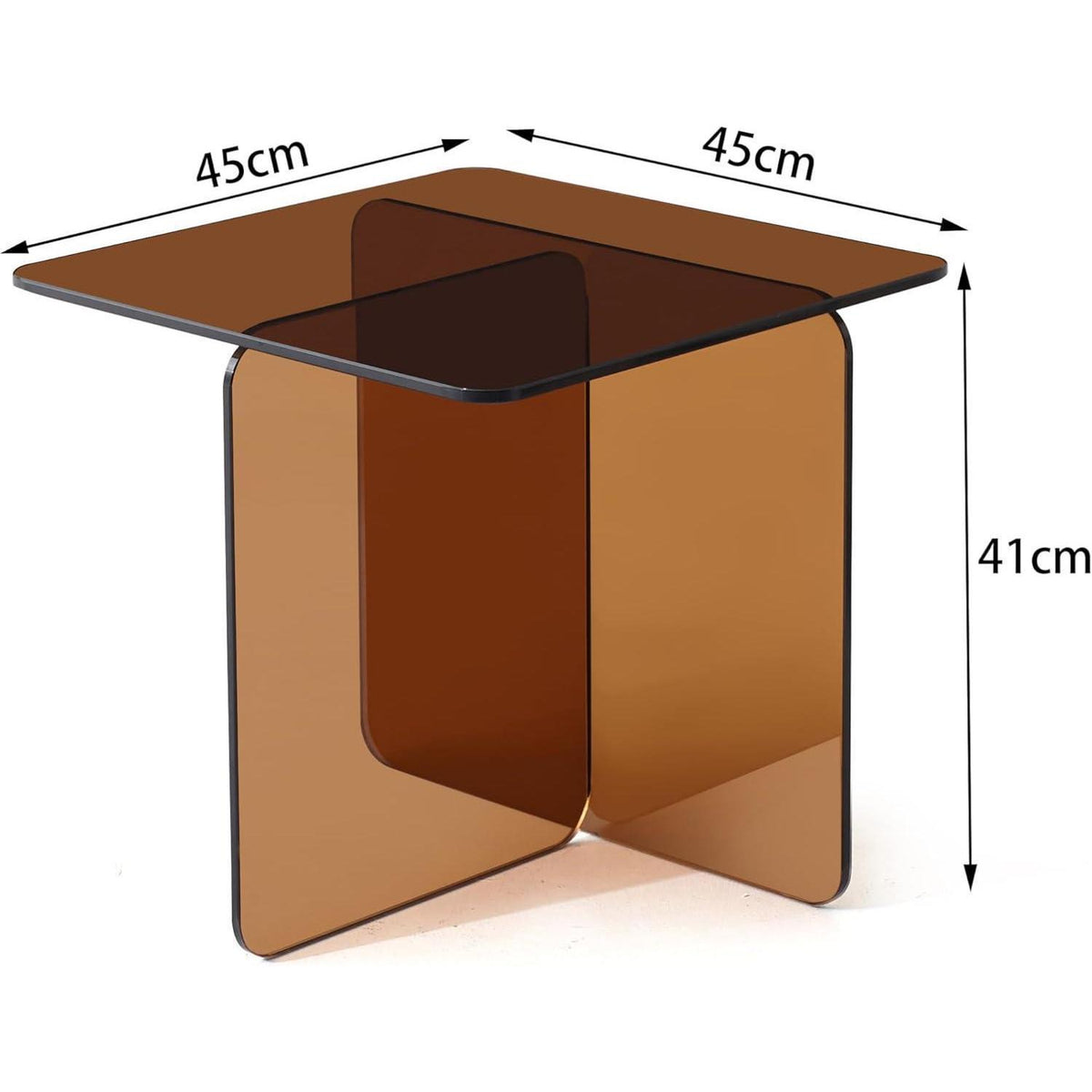 Beistelltisch Gehärtetes Glas Braun Modern 45x45x41cm