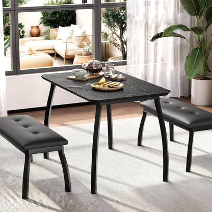 Esszimmer Set mit Banken | Küchentisch Holz 110x70x76 cm Schwarz
