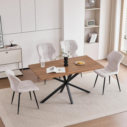 Modernes Esszimmer-Set mit Tisch (140x80cm) & 4 weißen Stühlen