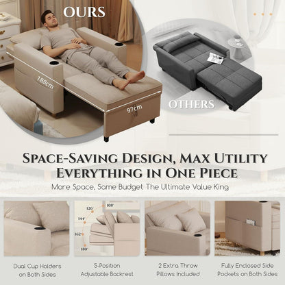 Extrabreites Schlafsofa 97cm mit Bettkasten & Verstelllehne