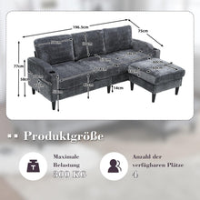 Ecksofa mit Schlaffunktion, 4-Sitzer, Schwarz