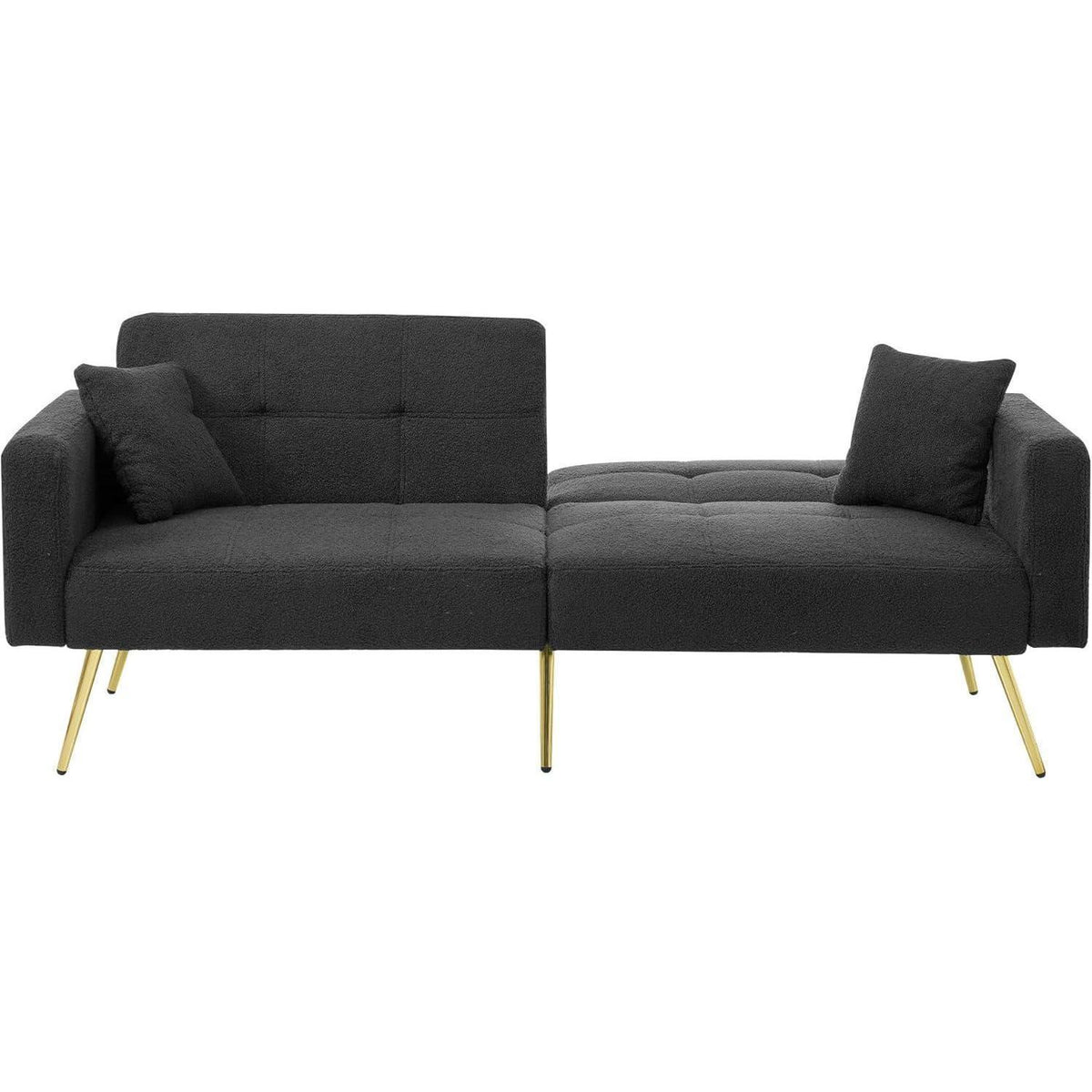 Schlafsofa mit verstellbarer Rückenlehne & goldenen Beinen (Grau)