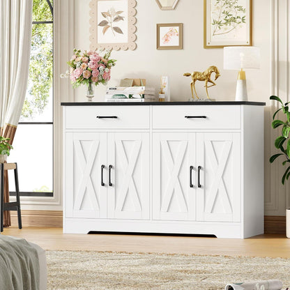 Sideboard 120cm mit Arbeitsplatte – Küchenschrank Weiß & Schwarz