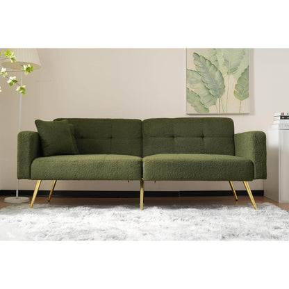 Schlafsofa mit verstellbarer Rückenlehne & goldenen Beinen (Grün)