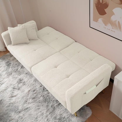 Schlafsofa mit verstellbarer Rückenlehne & goldenen Beinen (Weiß)