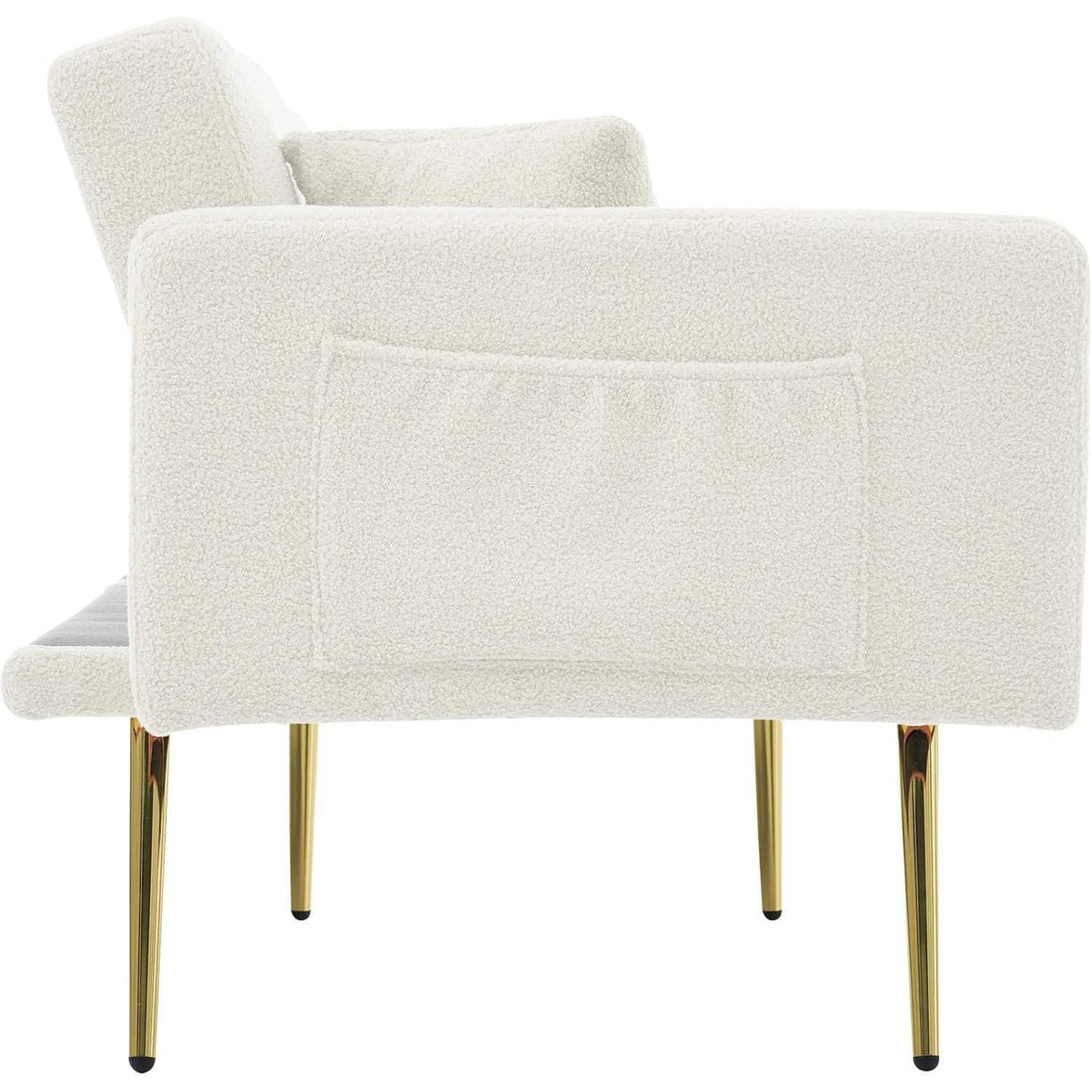 Schlafsofa mit verstellbarer Rückenlehne & goldenen Beinen (Weiß)