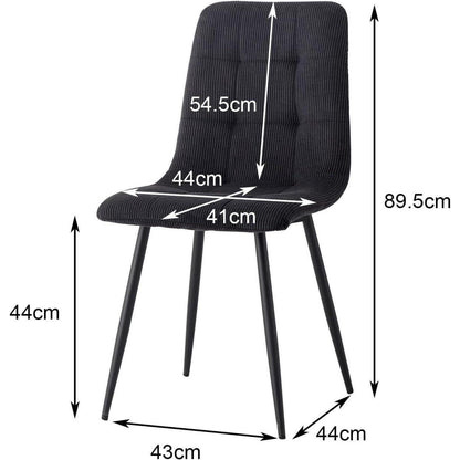 Moderner Esszimmerstuhl Set 4er-Pack, Cordstoff Schwarz/Hellgrau