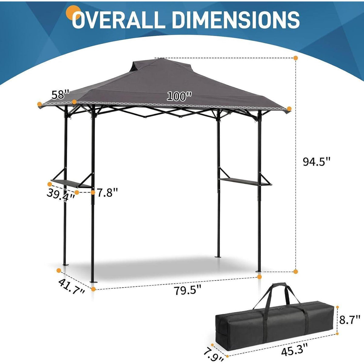 Faltbarer Grillpavillon 255x150x240 cm – Wetterfest & Robust