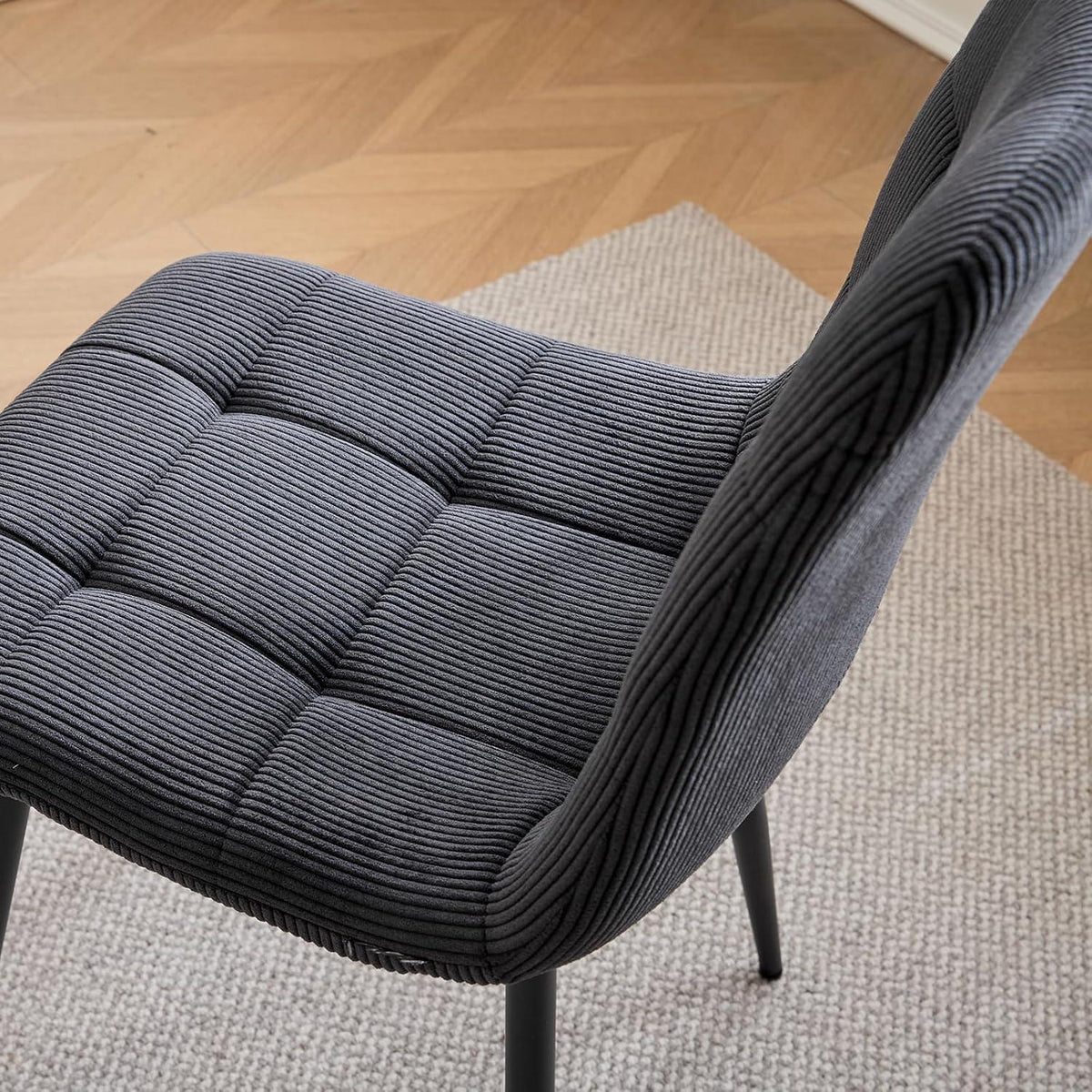 8 Esszimmerstühle Modern, Samt & Cord, Schwarz